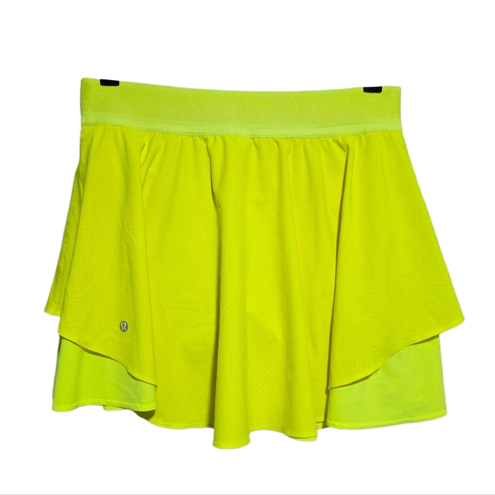 lululemon Court Rival Perforated High-Rise Skirt Highlight Yellow Size 10 - Picture 2 of 5